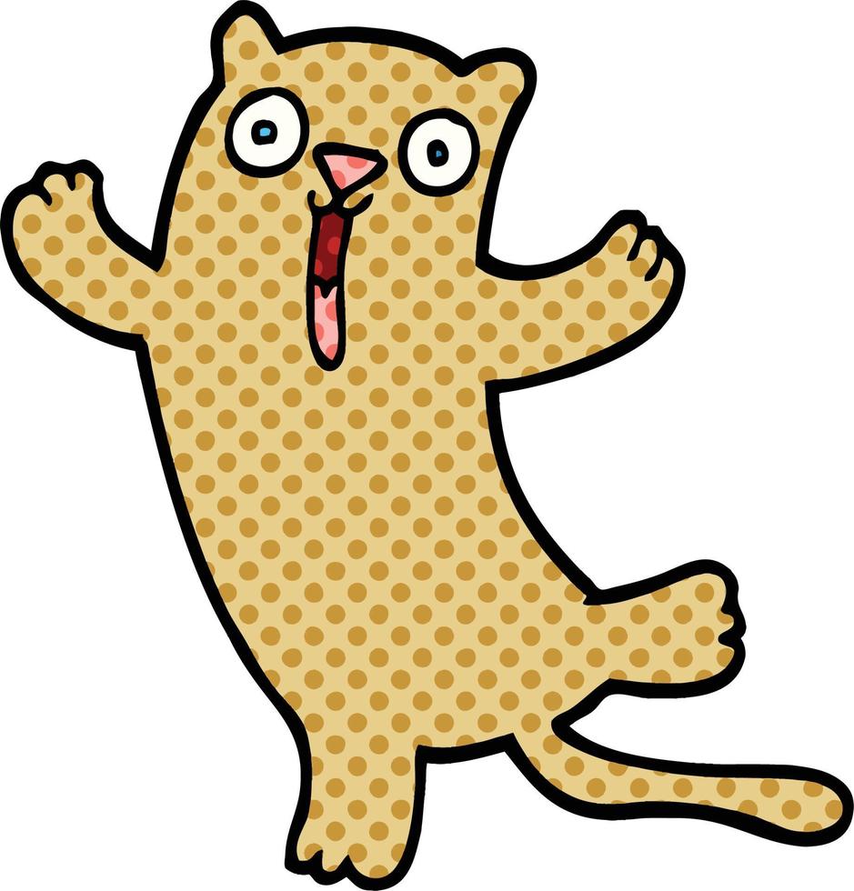 komisk bok stil tecknad serie Lycklig katt vektor