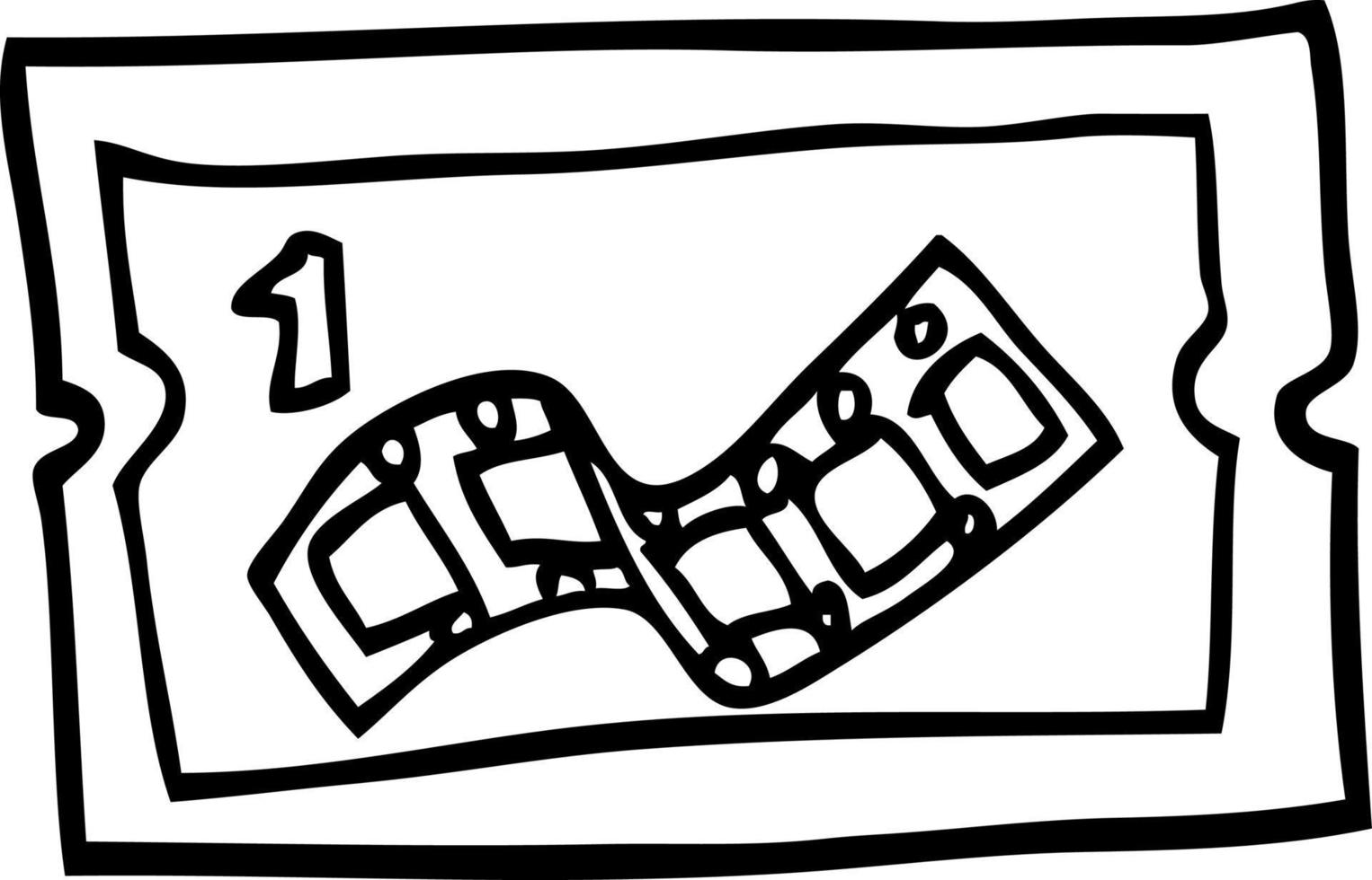 Schwarz-Weiß-Cartoon-Kinokarte vektor