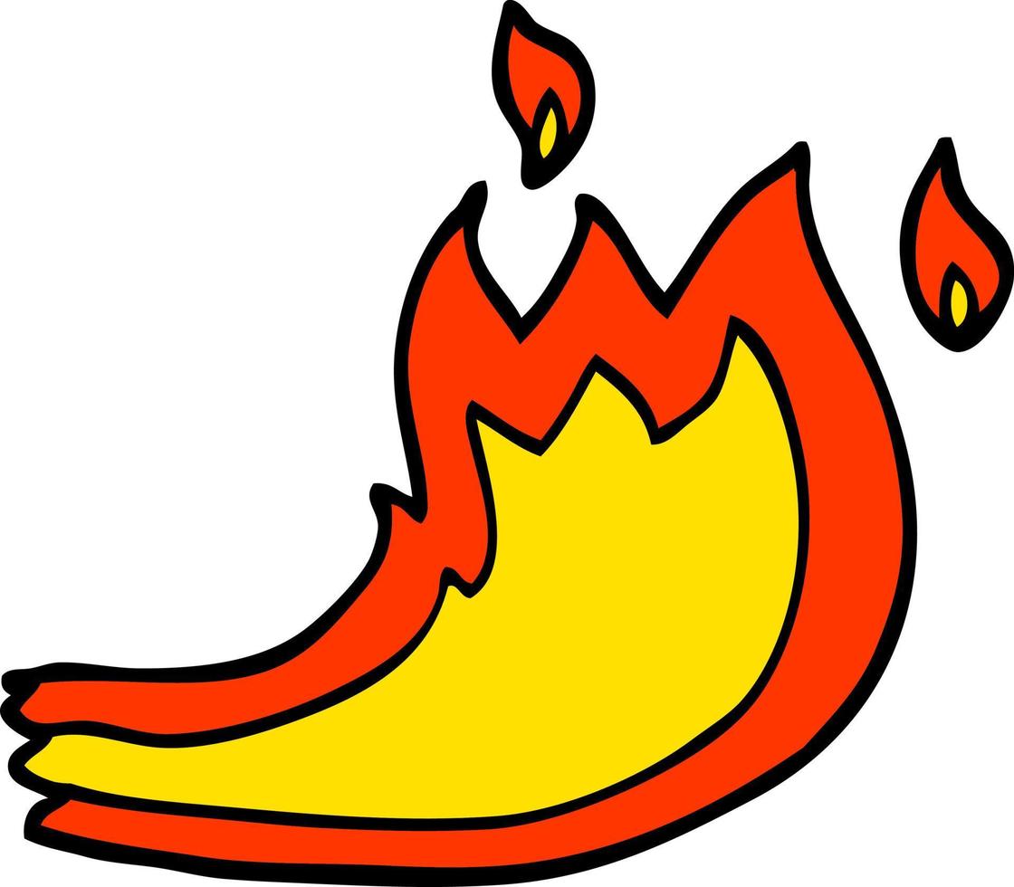 handgezeichnete Cartoon-Feuerflamme im Doodle-Stil vektor