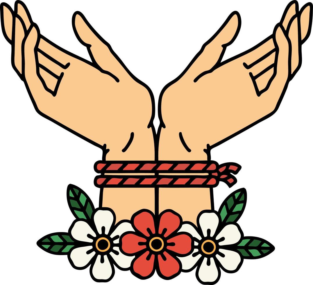 traditionell tatuering av händer bunden vektor