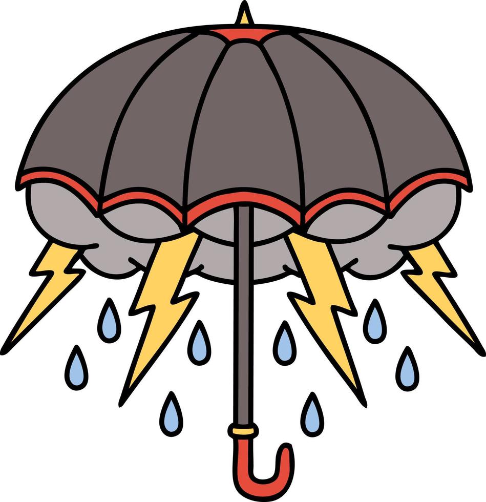 traditionelle Tätowierung eines Regenschirms vektor