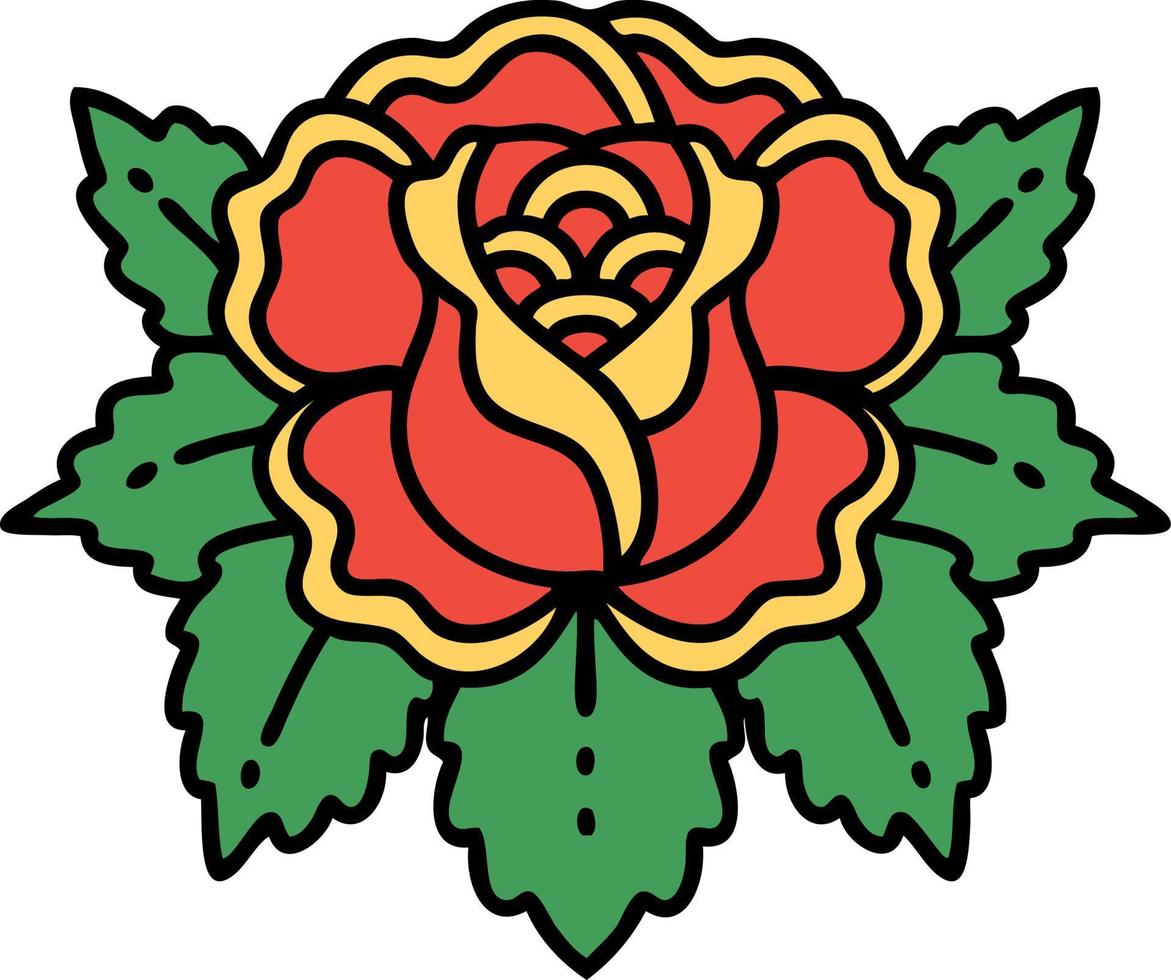 traditionelle Tätowierung einer Rose vektor