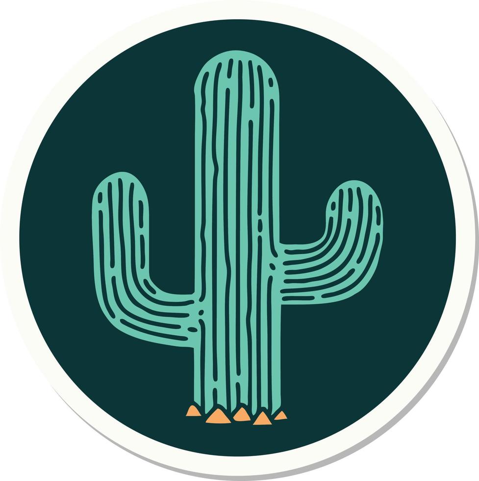 tatuering stil klistermärke av en kaktus vektor