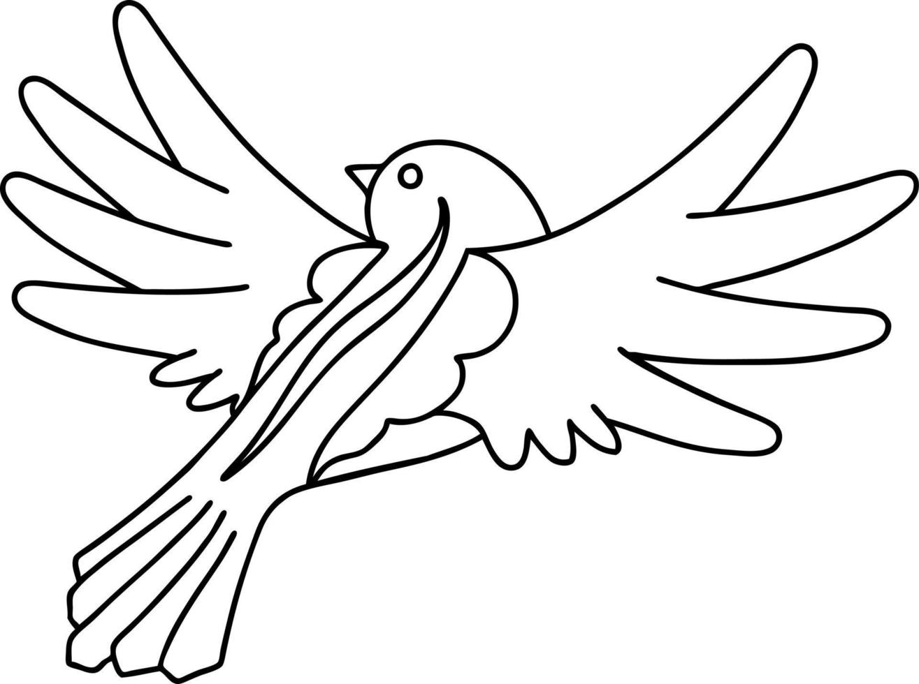 svart linje tatuering av en flygande fågel vektor