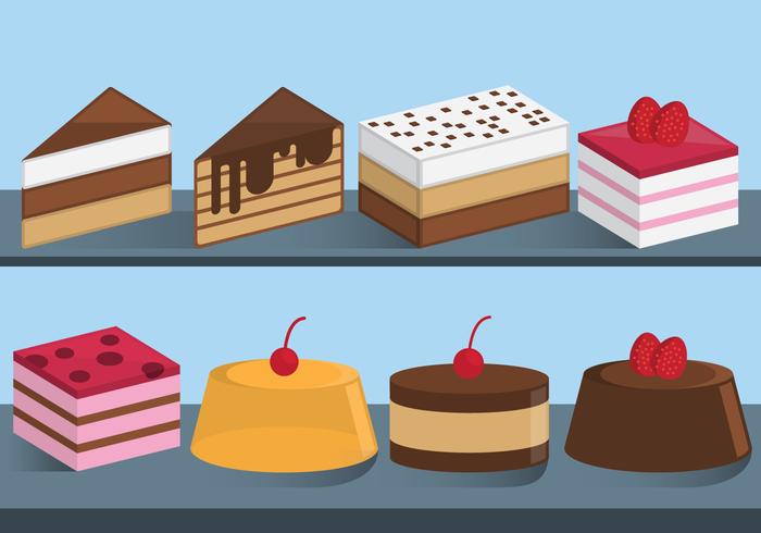 Kuchen und Süßigkeiten Scheiben Vektoren
