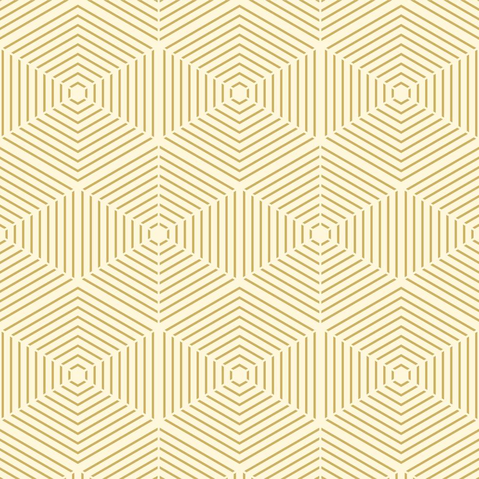 geometriska guld linje hexagon sömlösa mönster vektor