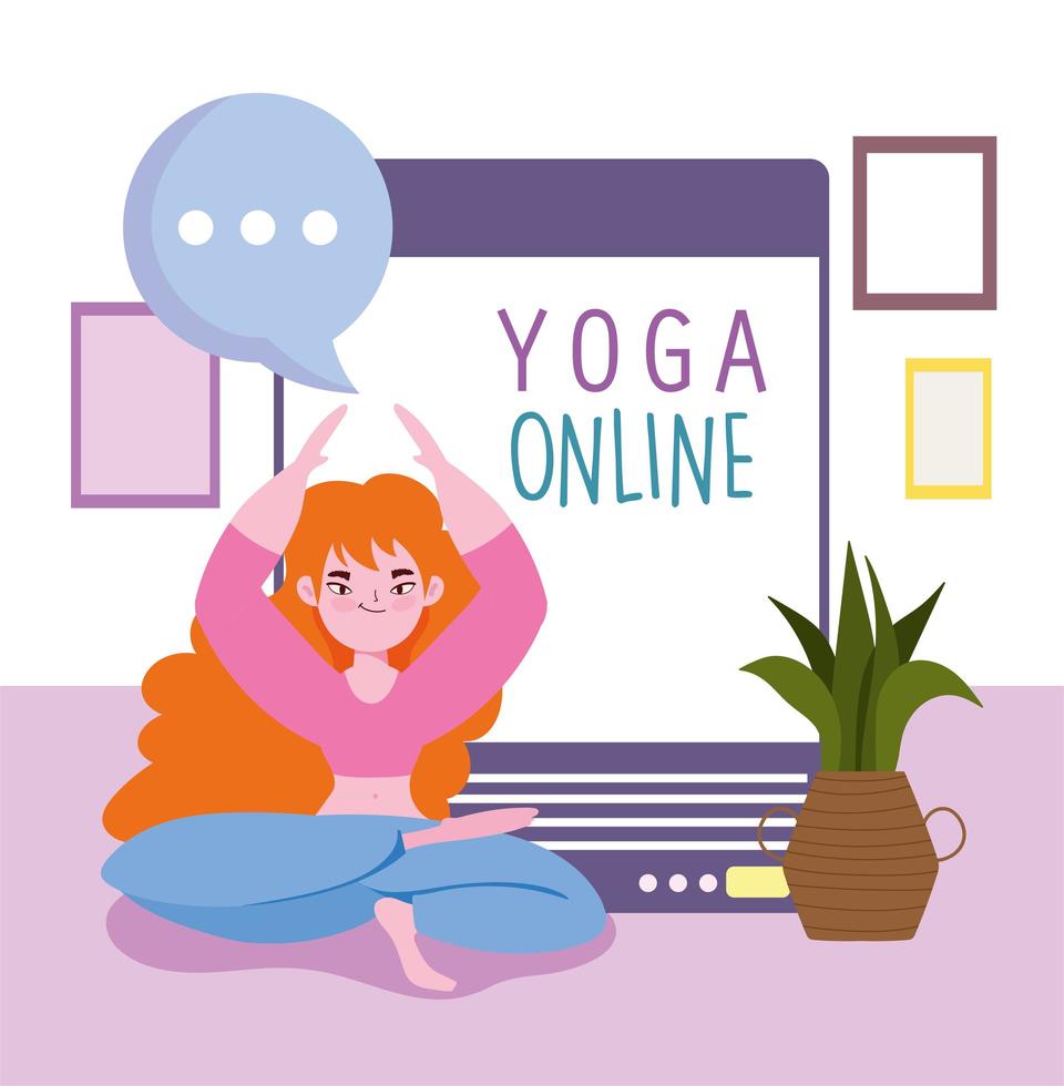 online yoga träning vektor