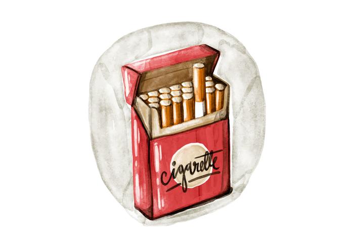 Gratis cigarettpack Akvarell Vector