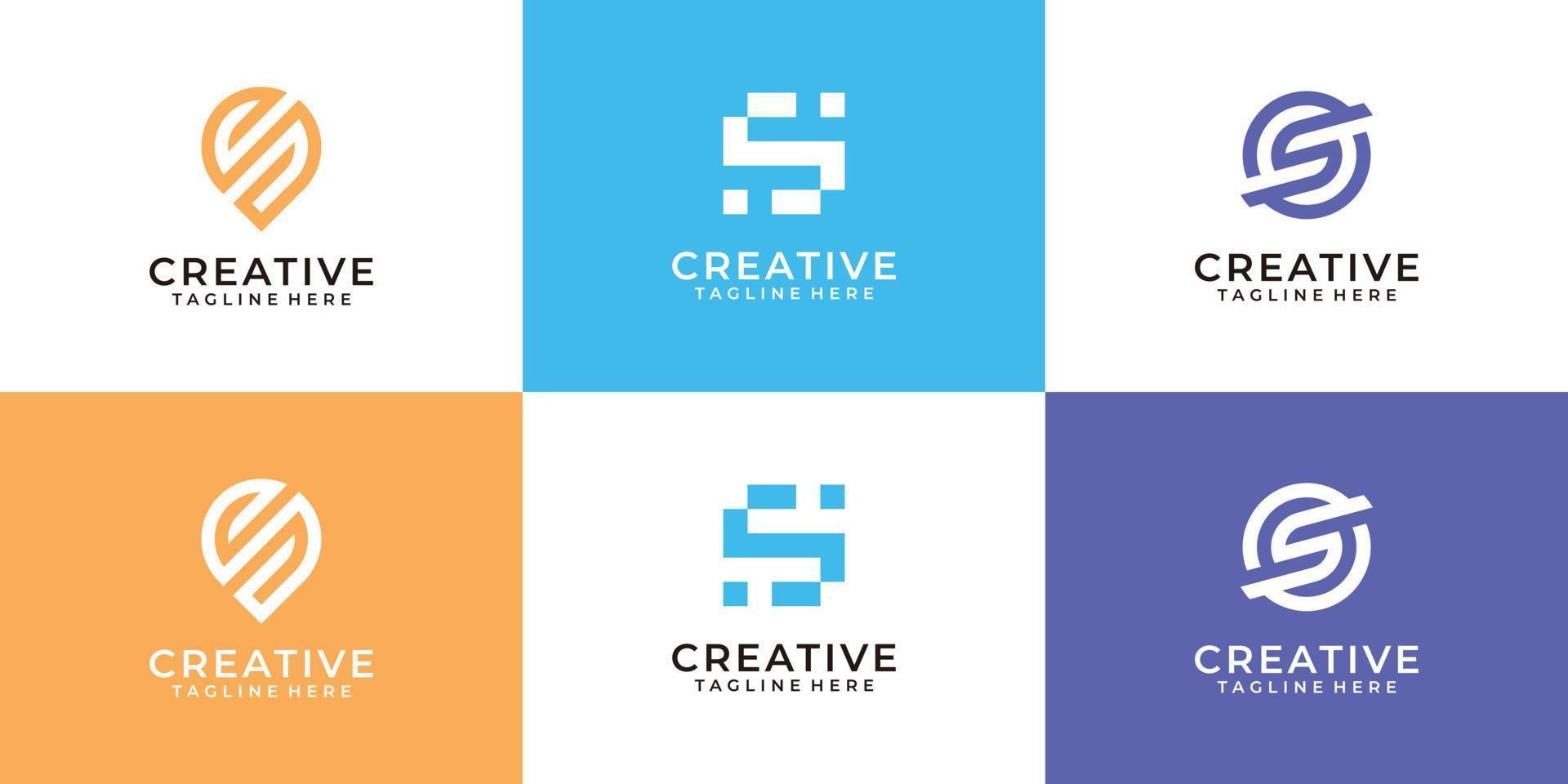 brev s kreativ rena logotyp design samling för företag vektor