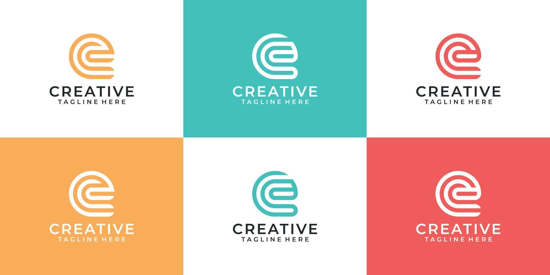 kreative anfangsbuchstabe e logo vektor design sammlung