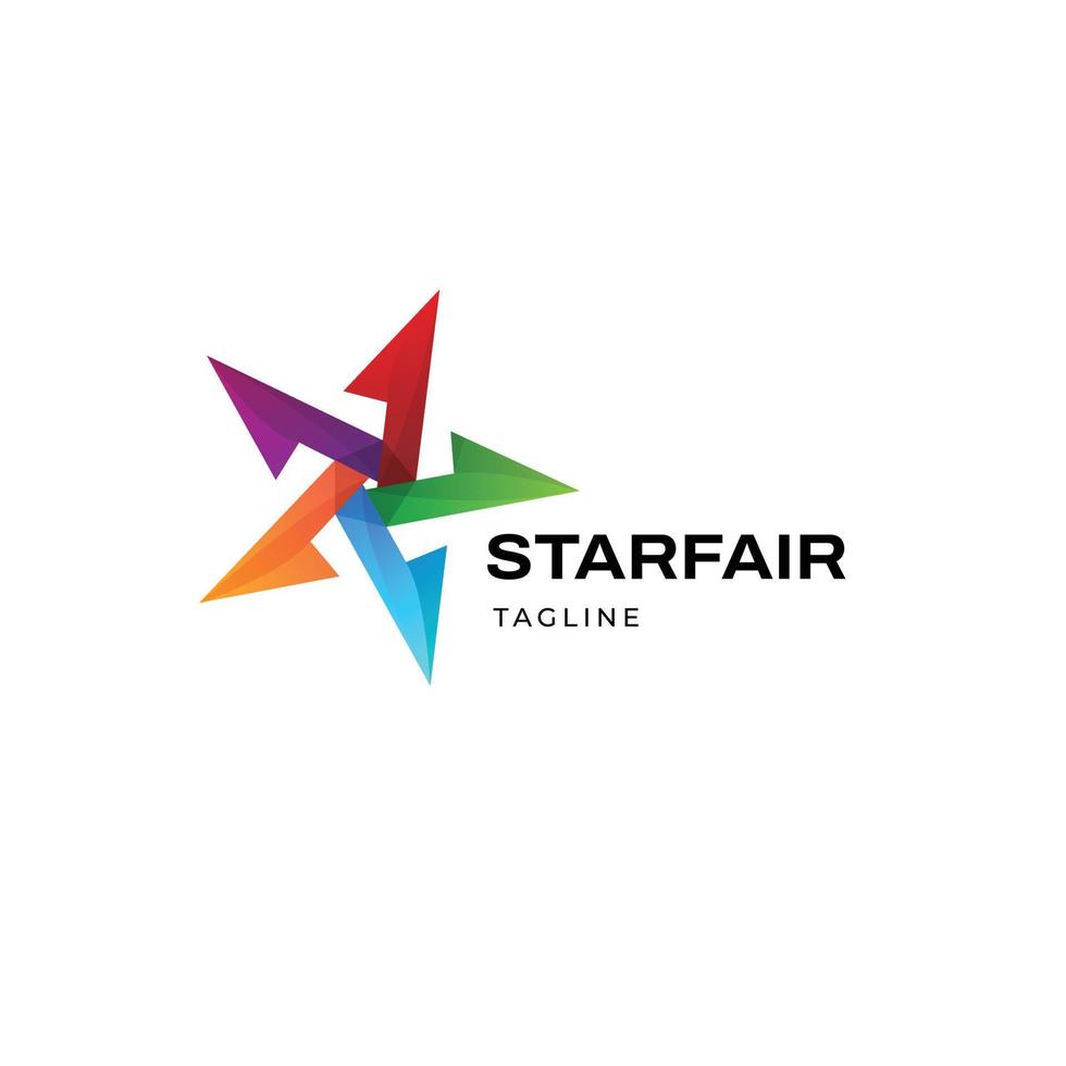 lebendige, farbenfrohe Star-Logo-Design-Vorlage vektor