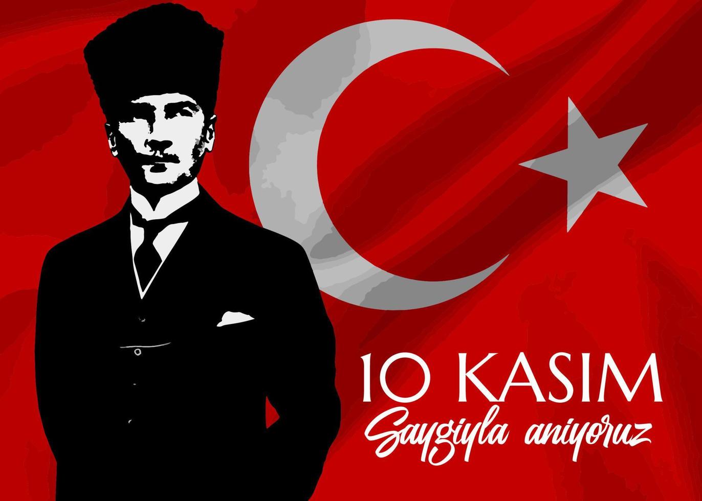 10 kasim ataturk'u anma gunu översättning november 10, ataturk minnesmärke dag vektor