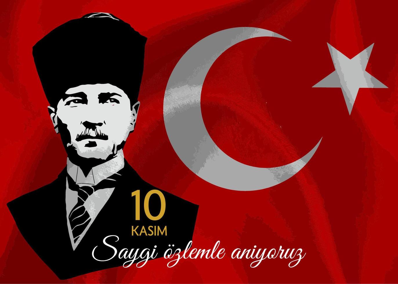 10 kasim ataturk'u anma gunu översättning november 10, ataturk minnesmärke dag vektor