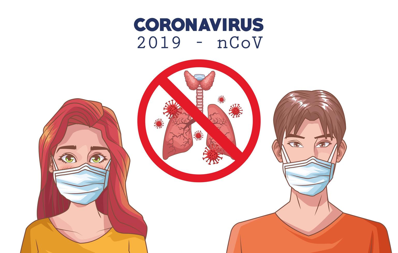 coronavirus infographic med människor som använder mask och lungor vektor