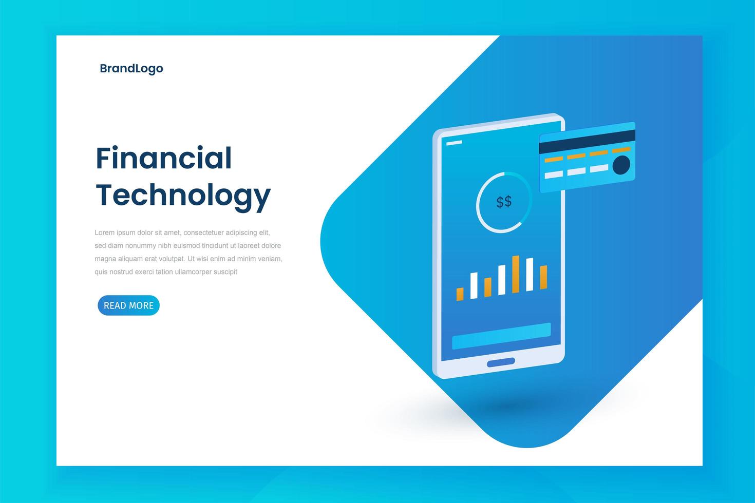 Fintech Illustration Landing Page Vorlage vektor