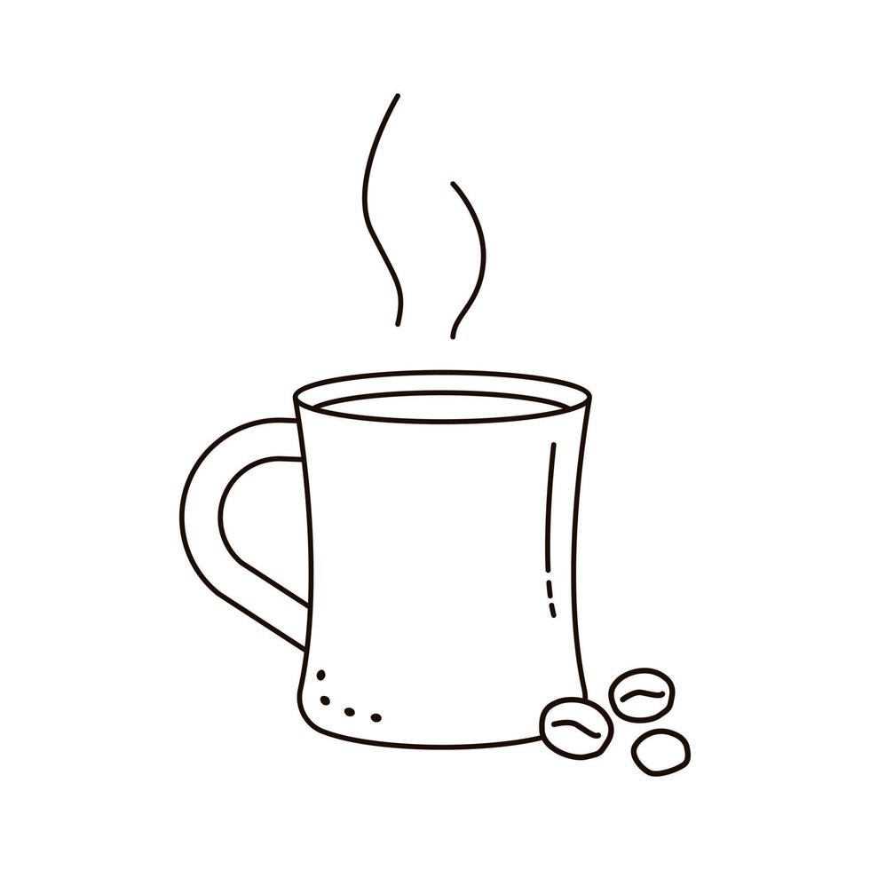 Kaffeebecher isoliert auf weiß. Doodle-Stil. vektor