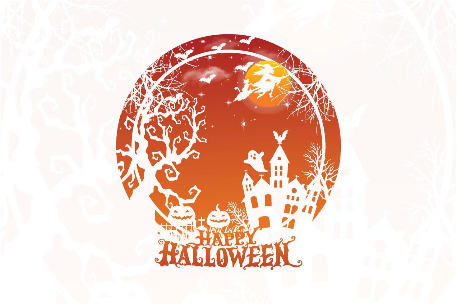 glückliches Halloween-Kürbiskatzen-Hexe-T-Shirt Design vektor