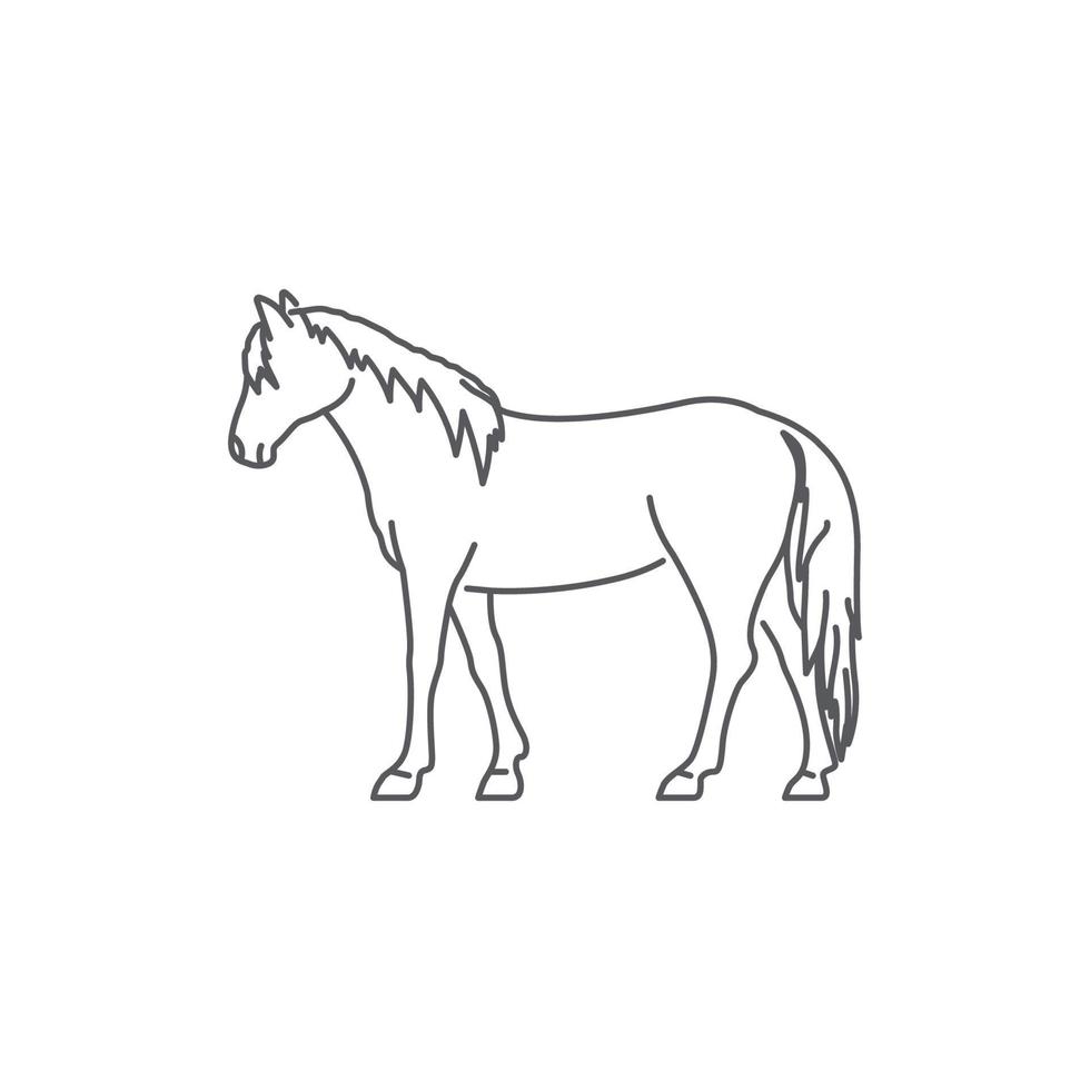 Pferd lineare Silhouette Logo-Design. Pferdelinie Kunstpiktogramm. lineare Seitenansicht des Pferdes. Vektor-Illustration vektor
