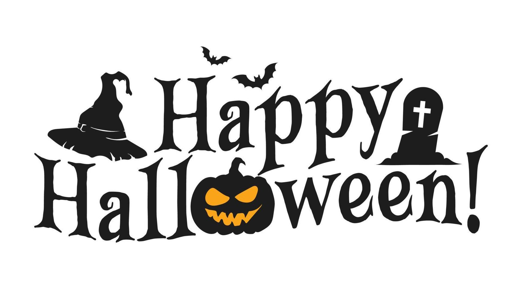 Happy Halloween-Vektor-Schriftzug. Feiertagskalligraphieplakat, Grußkarte, Partyeinladung. isolierte Abbildung. vektor