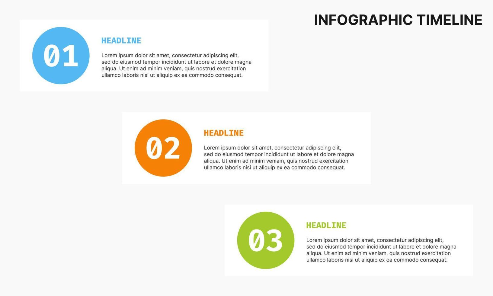 Business-Infografik-Zeitachse mit 3-Stufen-Option. Business-Infografik-Vorlage. Präsentations-Infografik-Vorlage mit Timeline-Prozess. Infografik-Timeline-Prozess. vektor