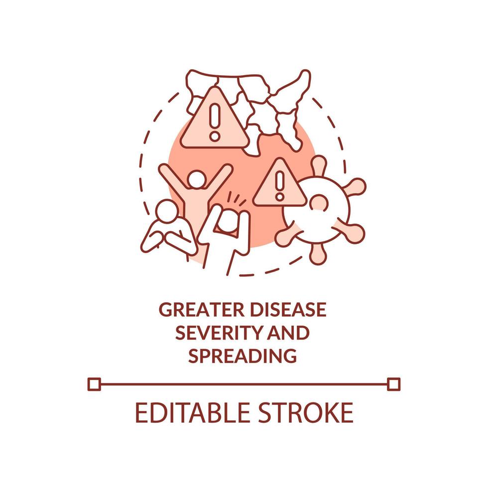 större sjukdom Allvarlighetsgrad och spridning terrakotta begrepp ikon. hälsa effekt abstrakt aning tunn linje illustration. isolerat översikt teckning. redigerbar stroke. vektor