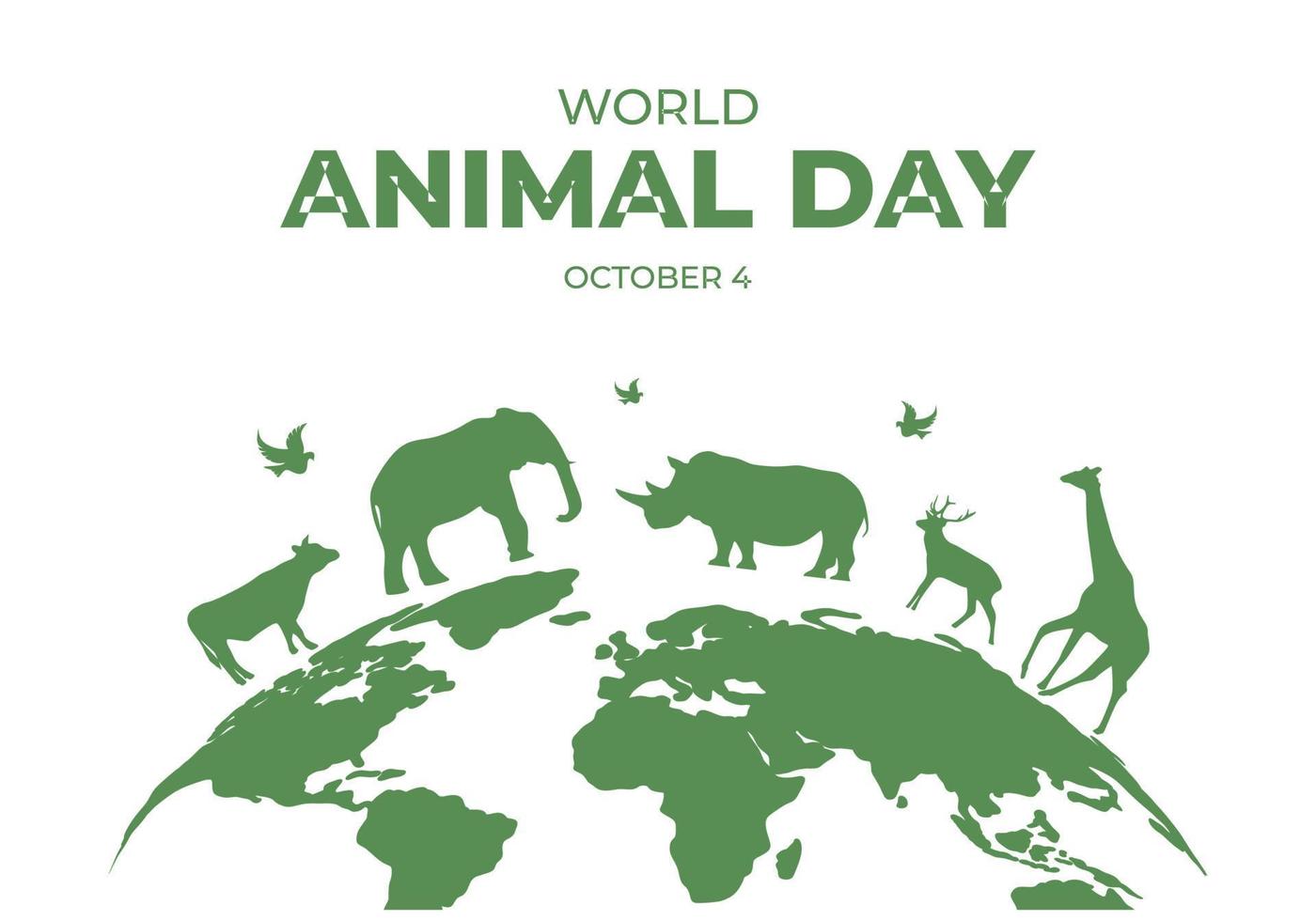 värld djur- dag med djur- på värld Karta berömd på oktober 4. vektor