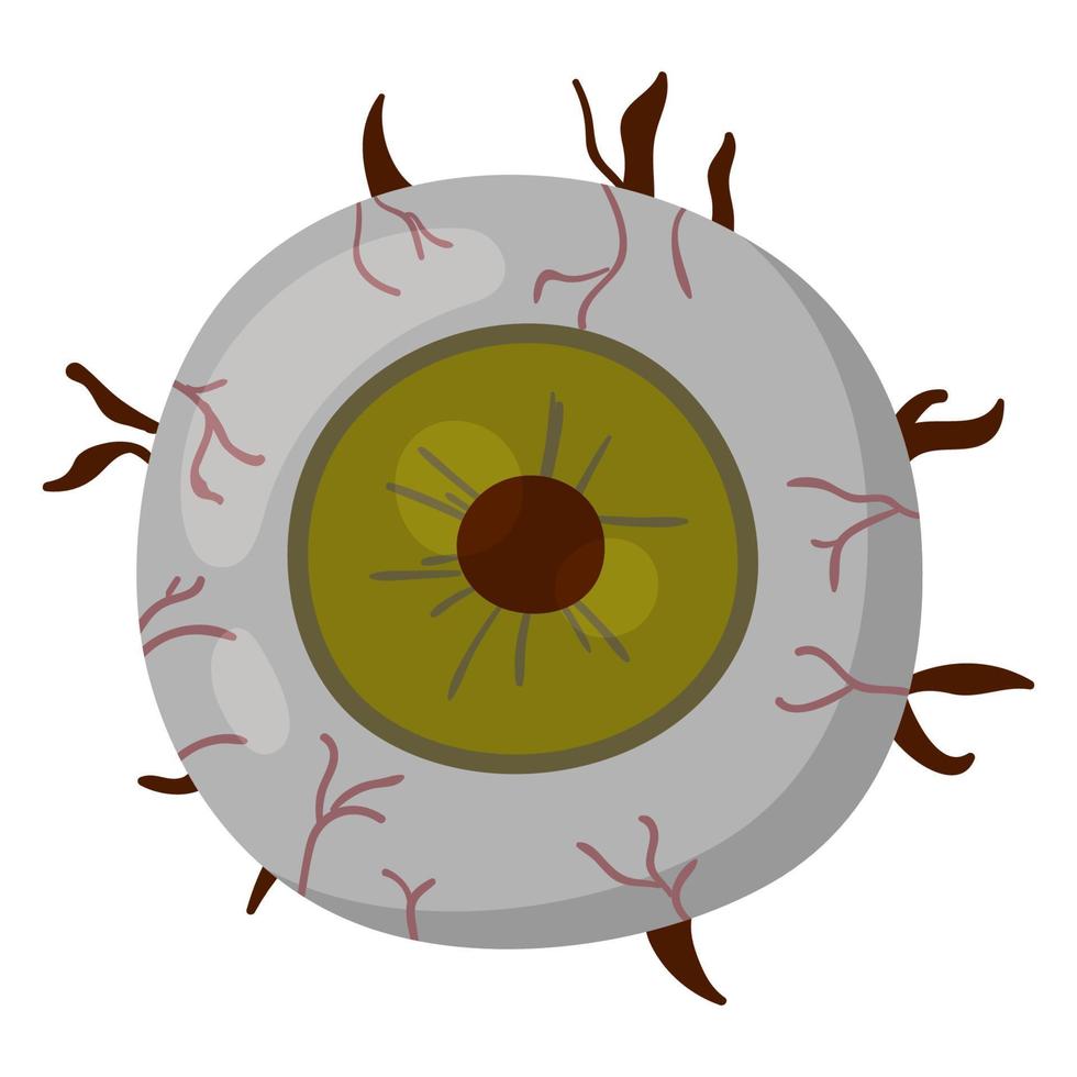 kuslig öga vektor illustration. halloween skrämmande eyeball isolerat på vit bakgrund. tecknad serie zombie monster öga ClipArt. Skräck fest dekorationer.