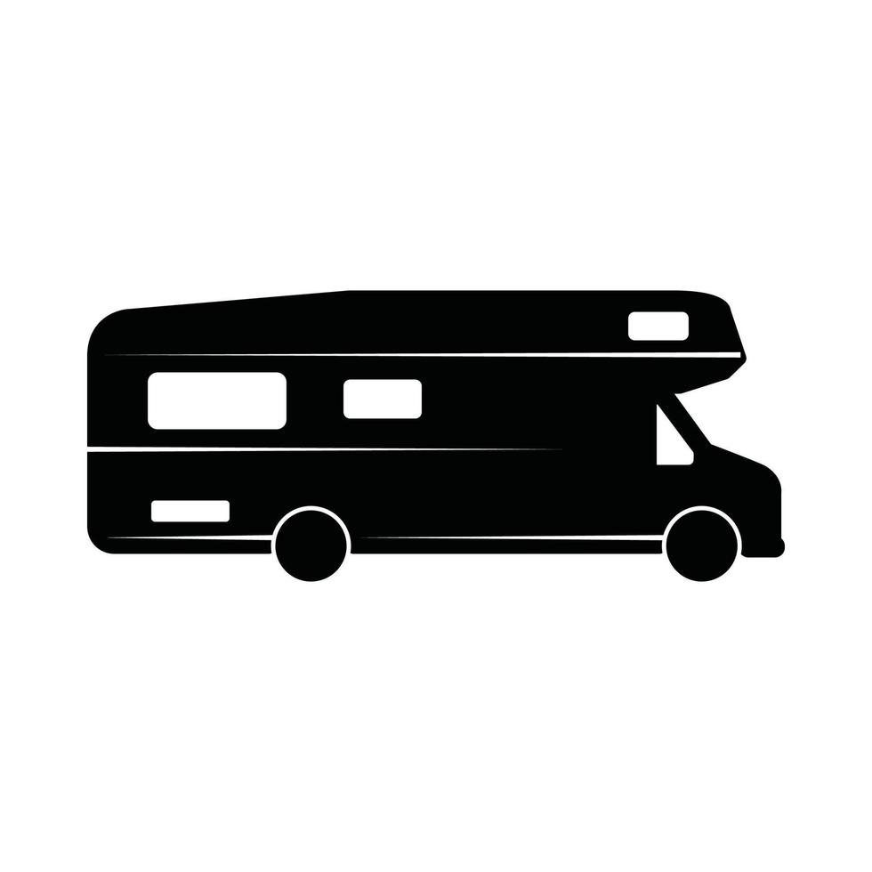 Vintage Retro-Van-Bus für Camping. kann wie emblem, logo, abzeichen, etikett verwendet werden. markieren, plakatieren oder drucken. monochrome Grafik. vektor