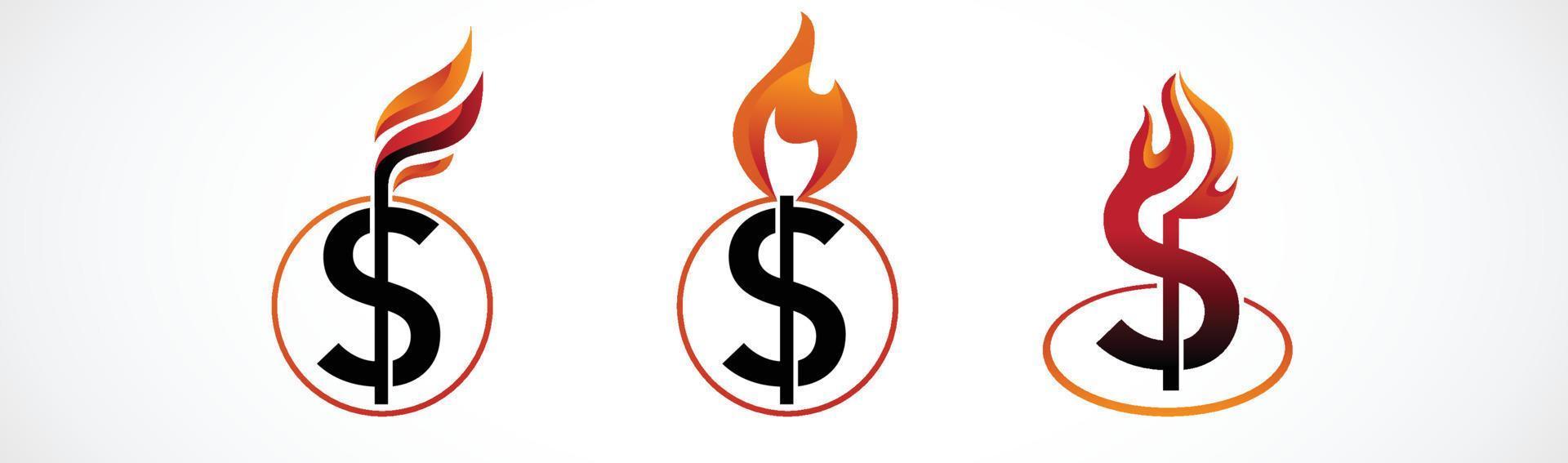 Flammen-Logo-Dollar vektor