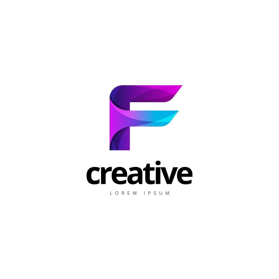 vibrerande trendig färgrik kreativ brev f logotyp vektor