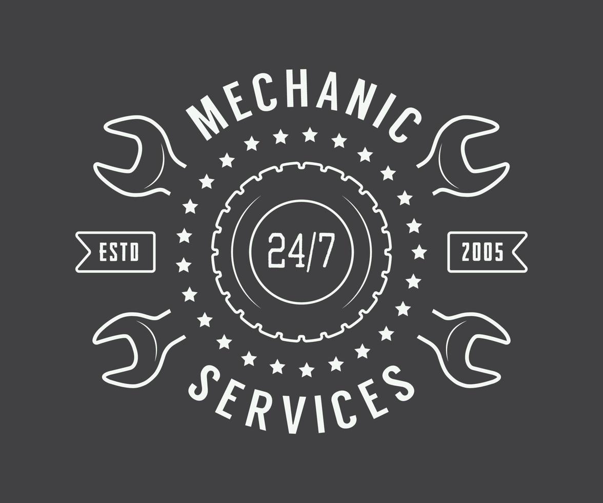 vintage mechanikeretikett, emblem und logo. Vektor-Illustration vektor