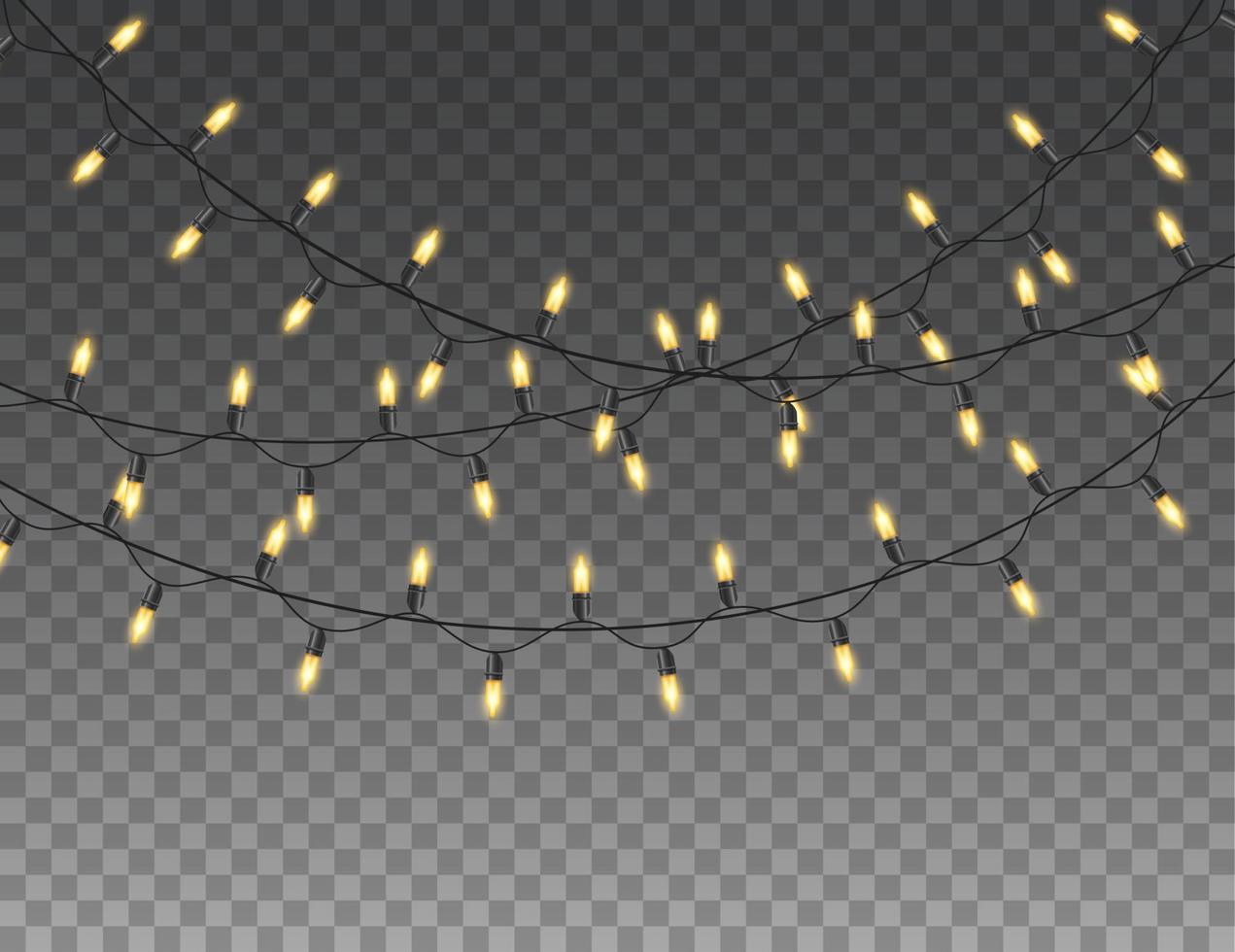 weihnachtslichter isolierte realistische designelemente. leuchtende lichter für weihnachtsgrußkartendesign. Girlanden, Weihnachtsschmuck vektor