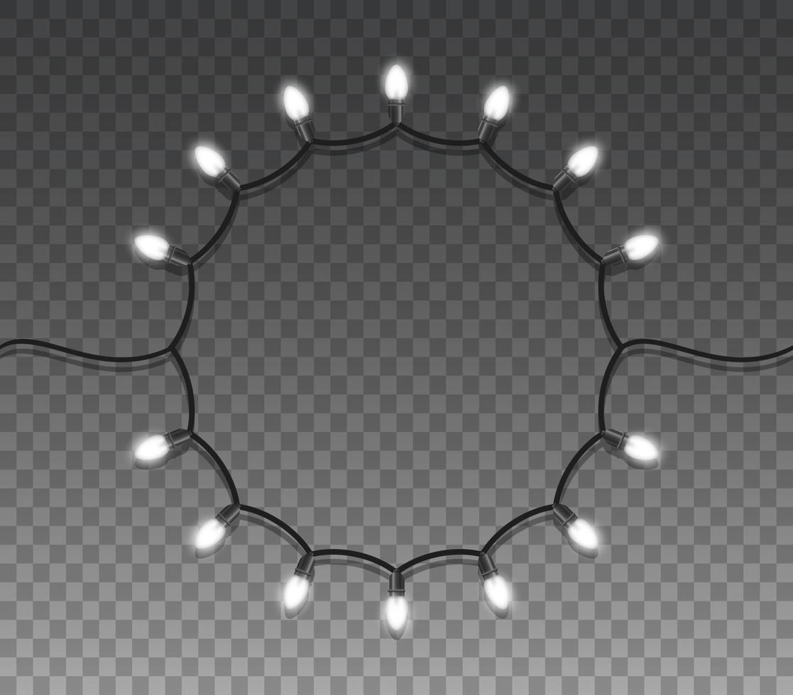 jul lampor isolerat realistisk design element. lysande lampor för jul Semester hälsning kort design. girlander, jul dekorationer vektor