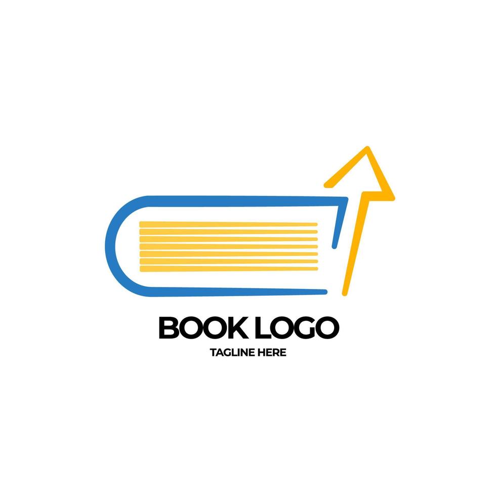 logotyp bok design mall med pil vektor illustration