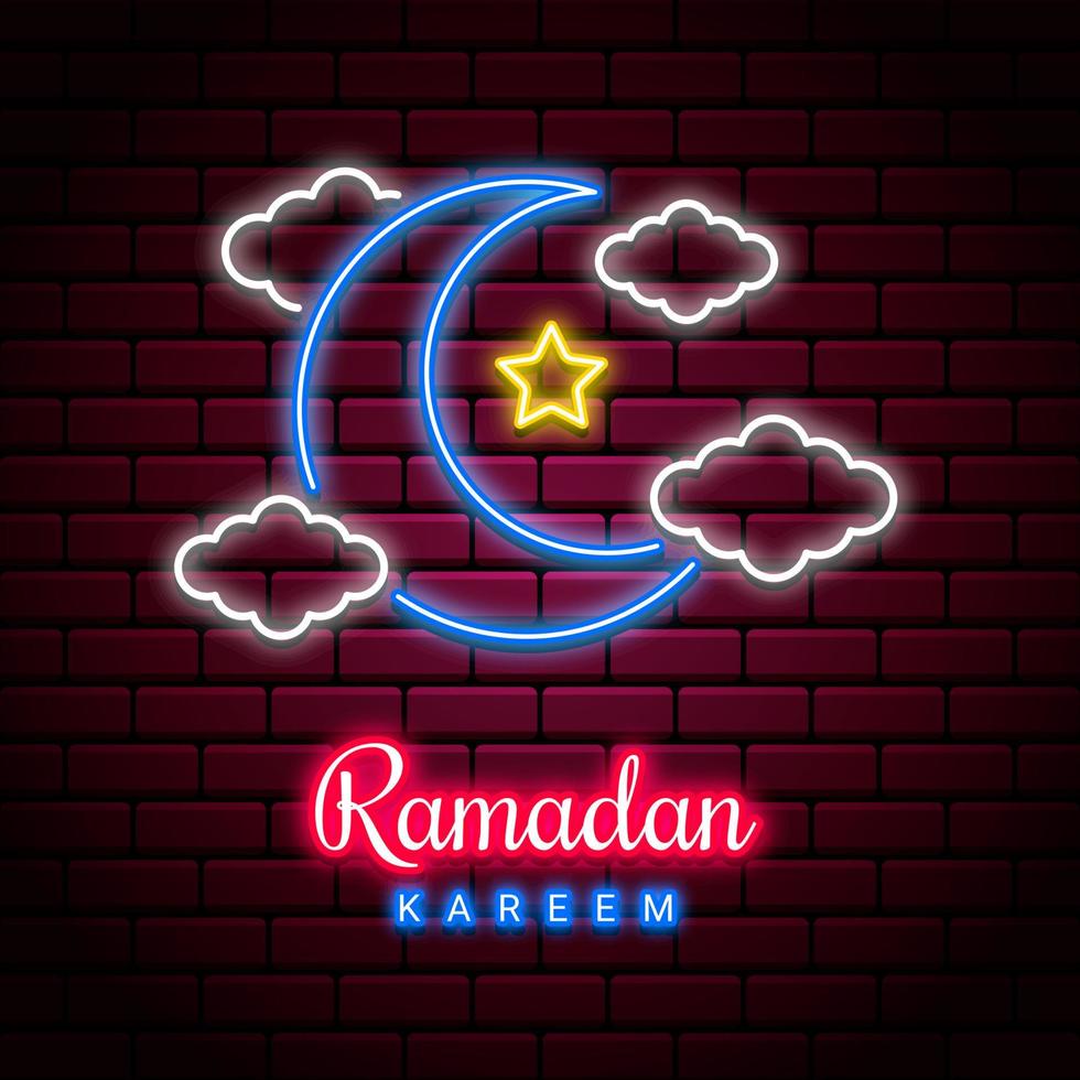 ramadan kareem hintergrund mit neonstil. Vektor-Illustration vektor