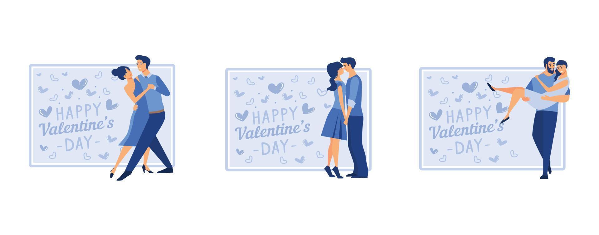 verliebtes paar, glücklicher valentinstag, 14. februar ist der tag aller liebhaber, flache vektor-moderne illustration vektor