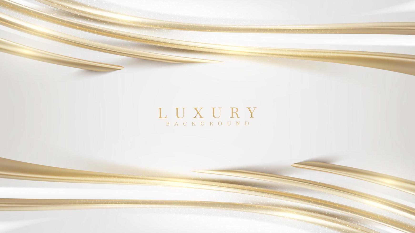 weißer luxushintergrund mit goldenem kurvenlinienelement und glitzernder lichteffektdekoration. Vektor-Illustration. vektor