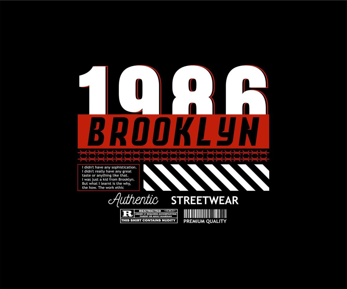 brooklyn 1986 ästhetisches grafikdesign für t-shirt streetwear und urban style vektor