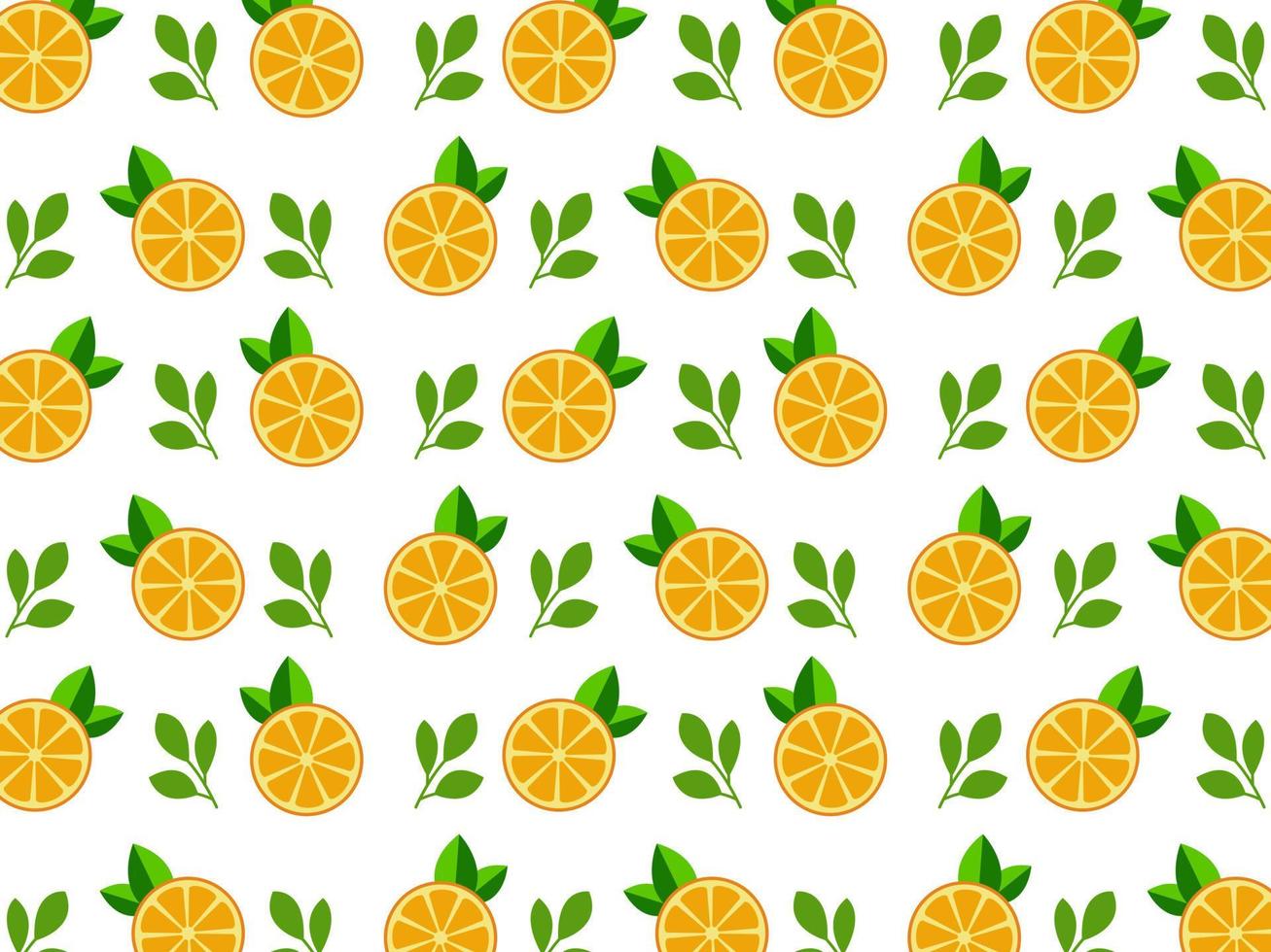 sömlös mönster bakgrund med frukt orange skiva bit och blad . kan vara Begagnade för förpackning, omslag papper, hälsning kort, klistermärken, tyger och grafik. vektor