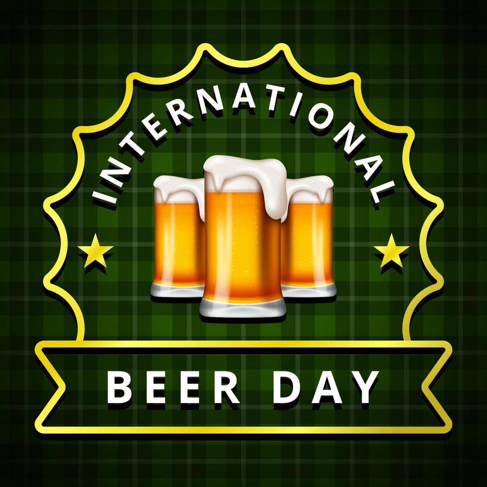 Internationaler Tag des Bieres, am august. Prost mit klirrenden Bierkrügen konzeptionell. Vektor-Illustration. vektor