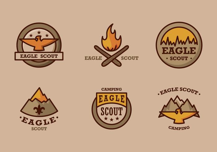 Eagle scout logotyp vintage vektor pack