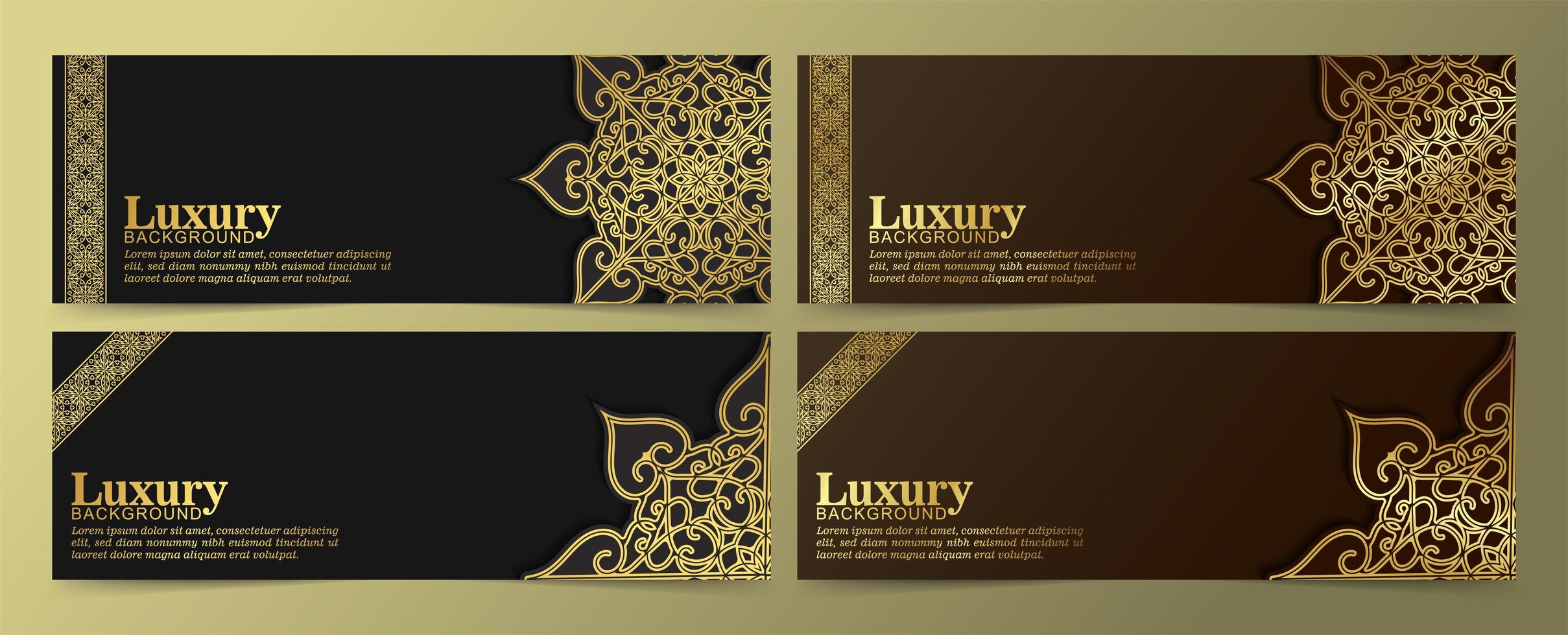 Luxus goldene Mandala Banner auf schwarz und braun vektor