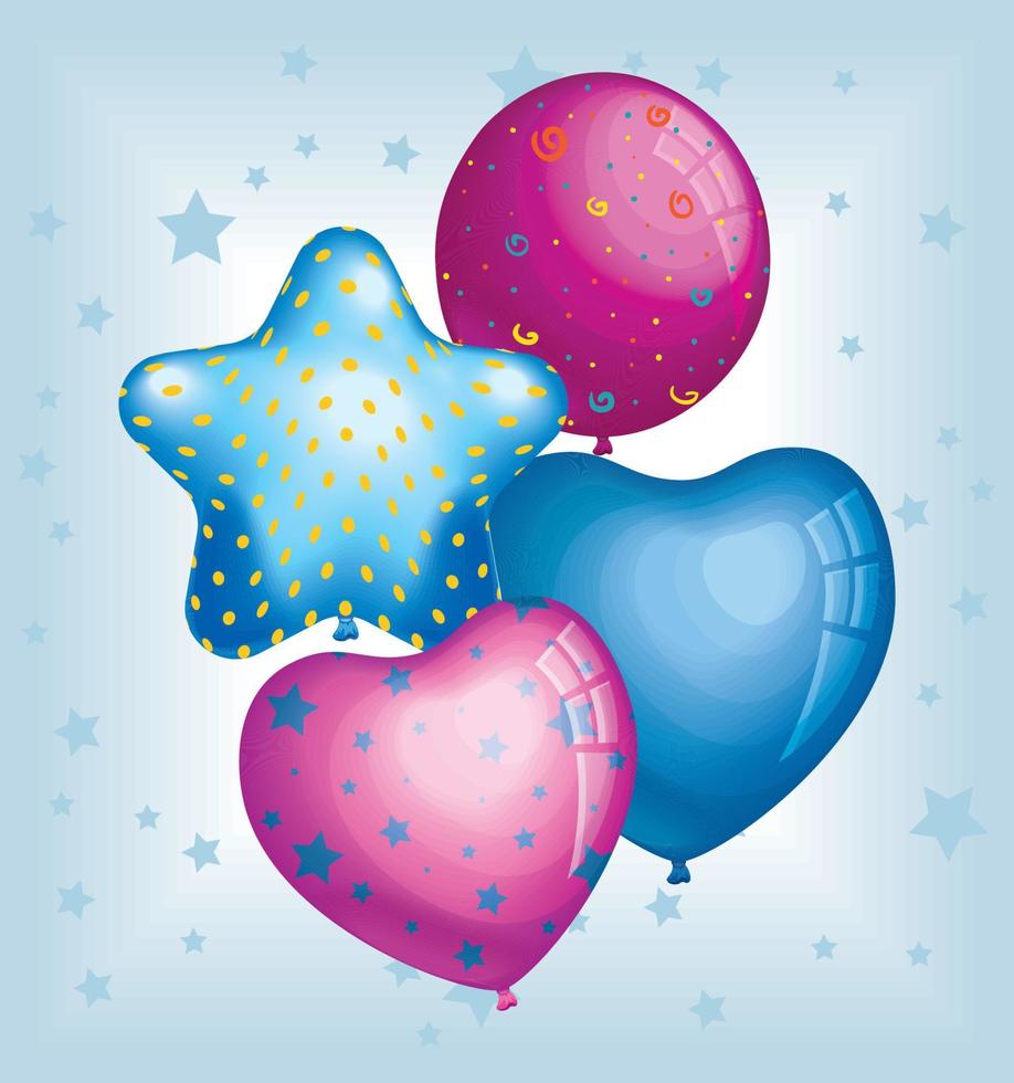 blau und fuchsia ballons helium vektor