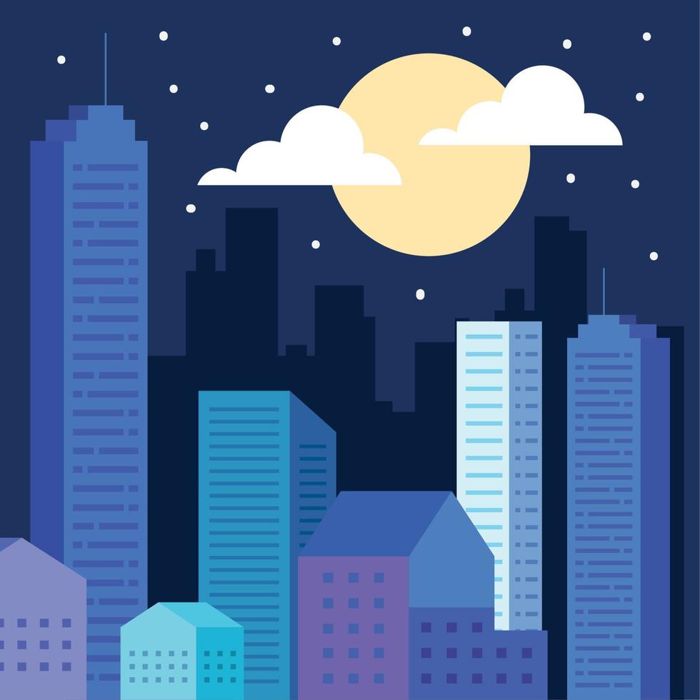 byggnader stadsbild natt urban vektor