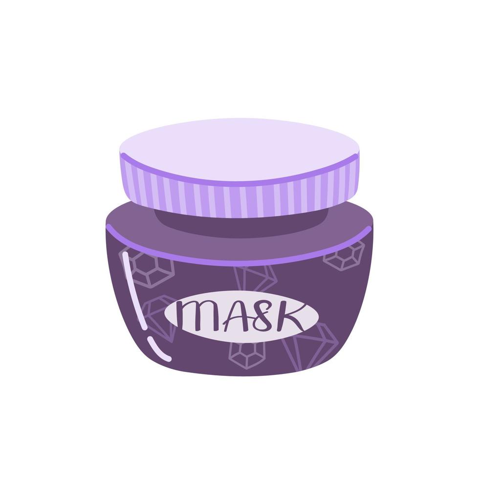 lila burk av kosmetisk ansikte grädde och mask. hand dragen hud vård kosmetisk produkt. vektor illustration isolerat på vit bakgrund.