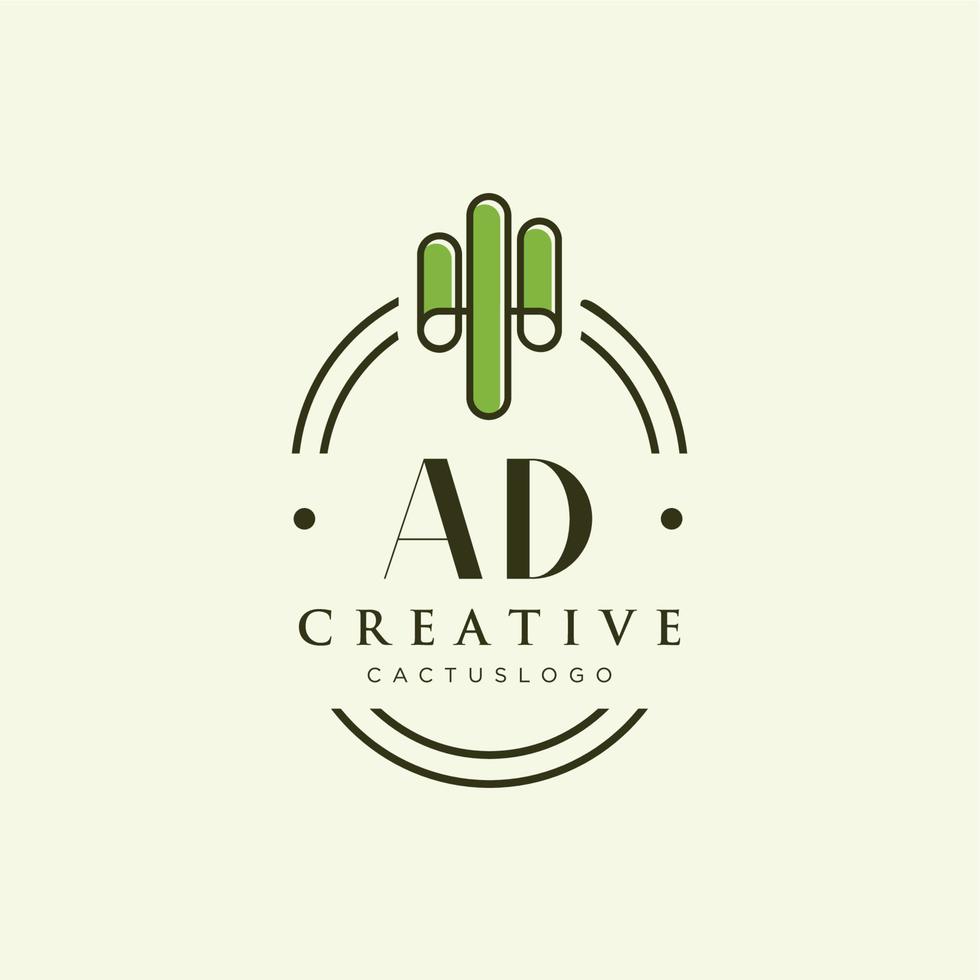 ad första brev grön kaktus logotyp vektor
