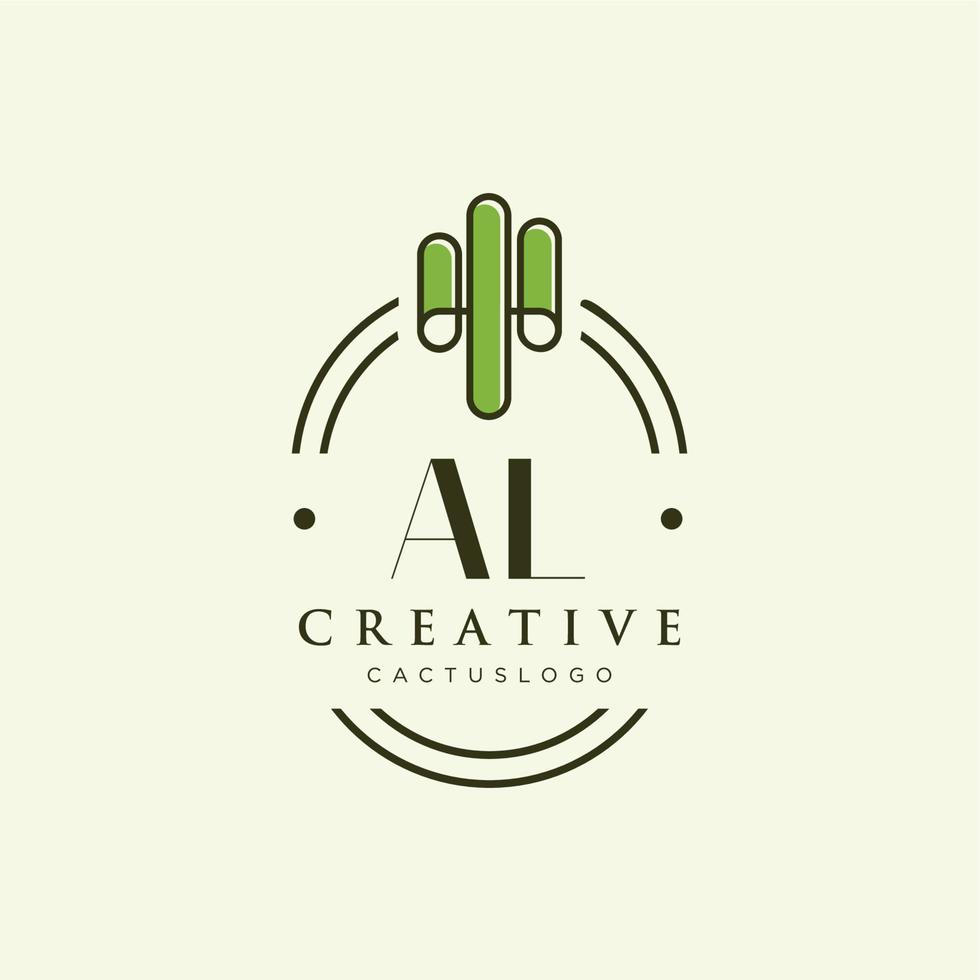 al Anfangsbuchstabe grüner Kaktus-Logo-Vektor vektor