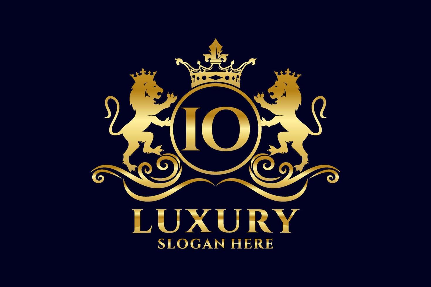 Initial io Letter Lion Royal Luxury Logo Vorlage in Vektorgrafiken für luxuriöse Branding-Projekte und andere Vektorillustrationen. vektor