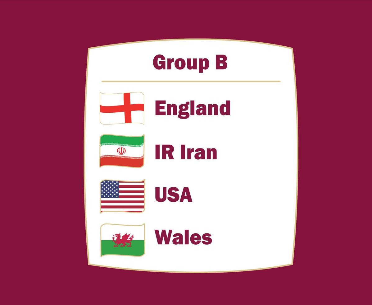 förenad stater England wales och iran flagga band länder grupp b symbol design fotboll slutlig vektor fotboll lag illustration