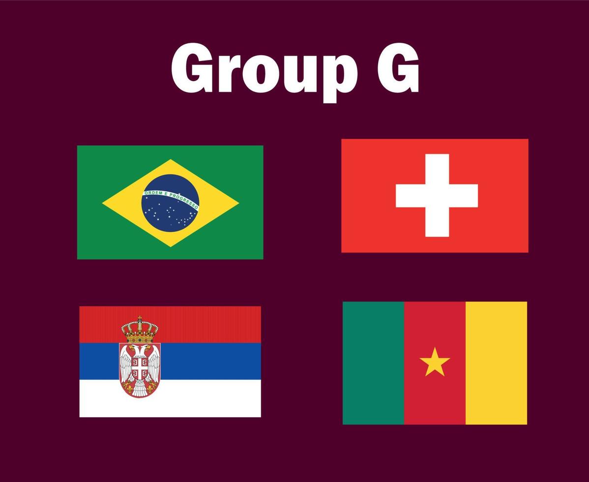 schweiz Brasilien serbia och cameroon emblem flagga grupp g symbol design fotboll slutlig vektor länder fotboll lag illustration